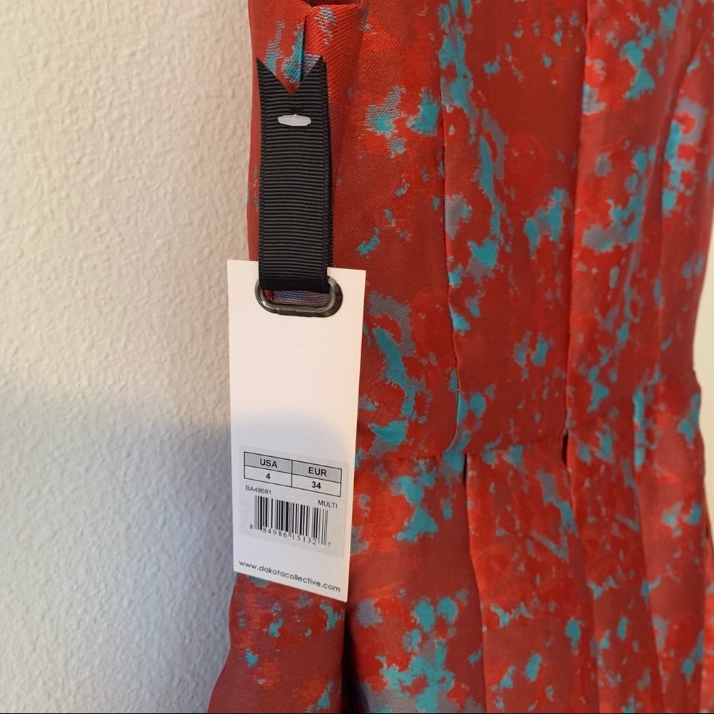 BB Dakota Red and Blue Brocade Dress - Picture 3 of 6
